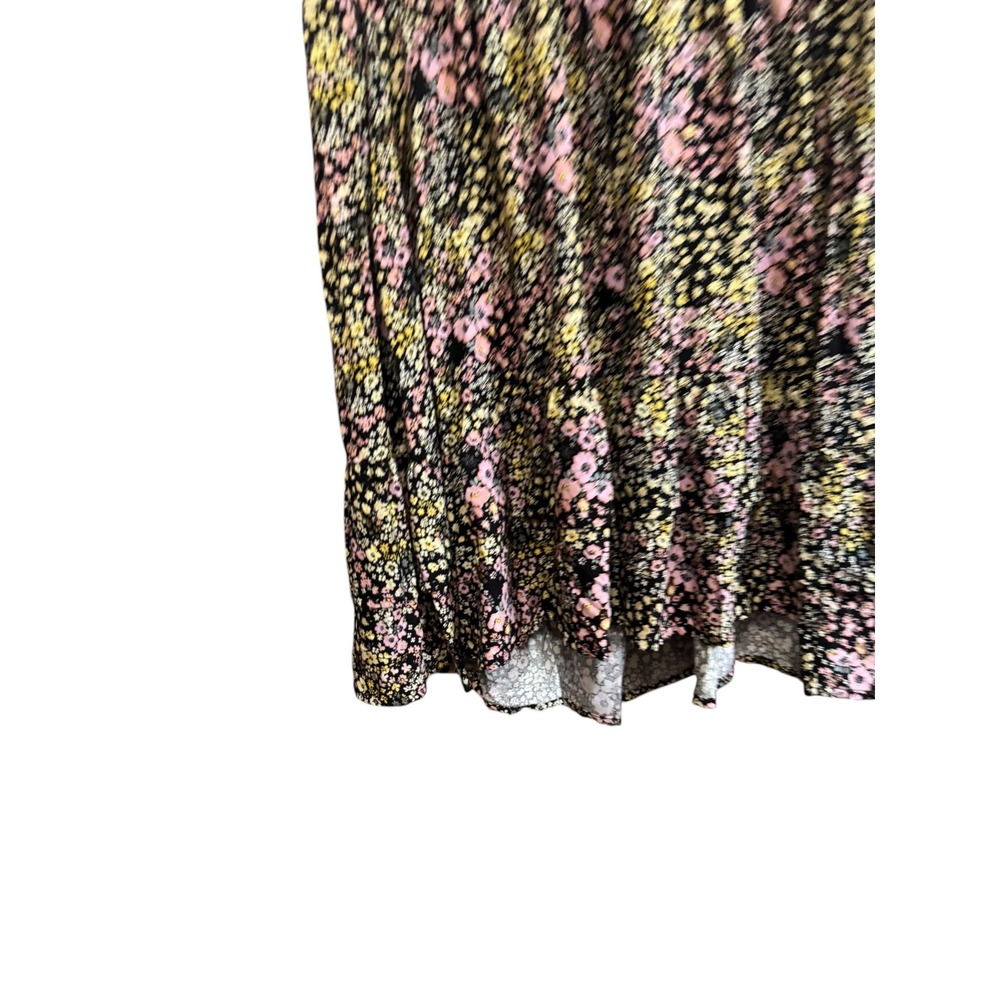 Wild Fable Floral Mini Dress Womens Medium Black Pink Smocked Waist Puff Sleeve - Picture 3 of 7